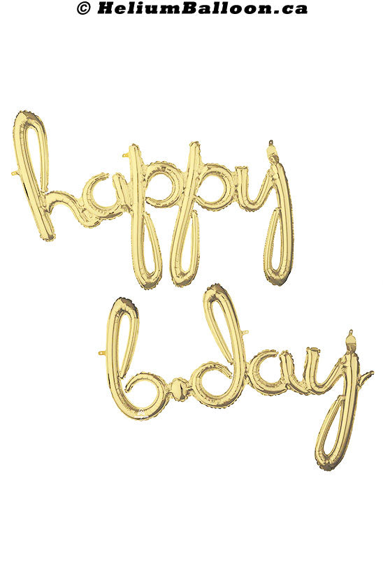 Happy B-day Script - Gold - Air Filled only