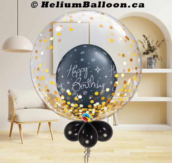 Bubble Gold Confettis - Bonne Fête/Happy Birthday (Choose your Style & Colors)