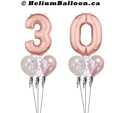 Make your Own Bouquet Rose Gold Number 25 inches with 6 Balloons or 12 Balloons (Age 10 to 99)