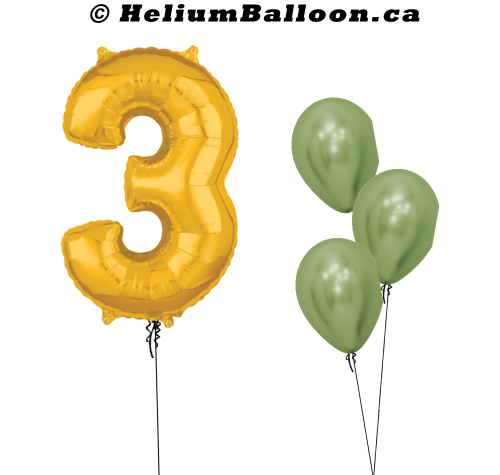 DUO - Large Number Balloon (Black, Gold, Silver or Rose Gold) + Latex Balloons (Choose Your Colors)