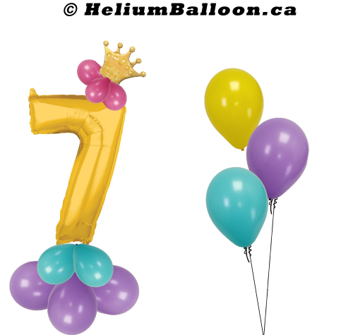 DUO - Grand Ballon Chiffre (Noir, Or, Argent ou Rose) + Ballons Latex + Couronne Dorée (Choix de Couleurs)