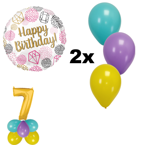 Pack de Ballons Happy Birthday - Choisissez vos couleurs (Âge 1-9)
