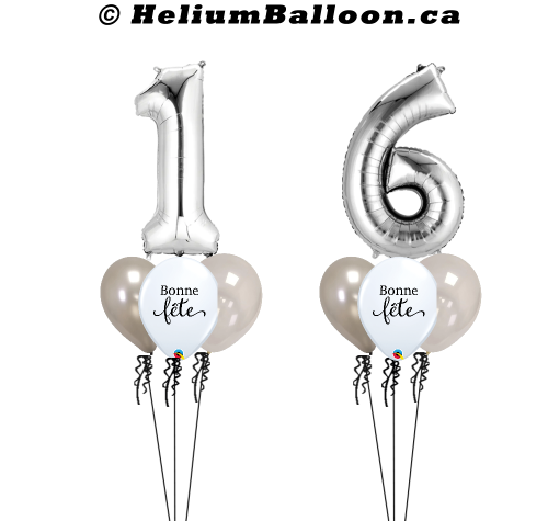 Make your Own Bouquet Silver Number 34 inches with 6 Balloons or 12 Balloons (Age 10 to 99)