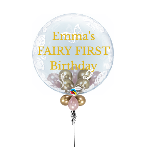 Custom Text - Clear Bubble - Mini Balloons inside (CHOOSE YOUR COLORS)