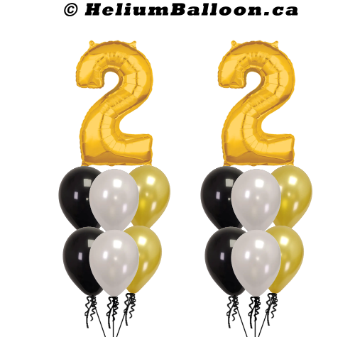 Make your Own Bouquet Gold Number 34 inches with 6 Balloons or 12 Balloons (Age 10 to 99)