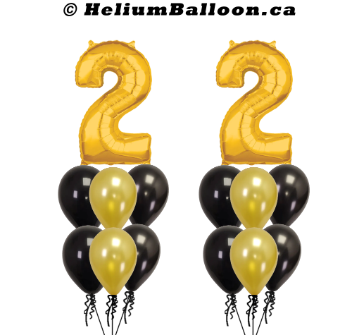 Make your Own Bouquet Gold Number 34 inches with 6 Balloons or 12 Balloons (Age 10 to 99)