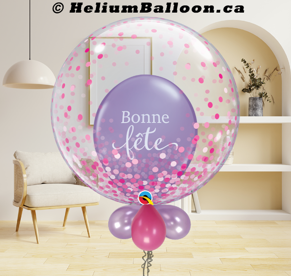 Bubble Pink Confettis - Bonne Fête/Happy Birthday (Choose your Style & Colors)