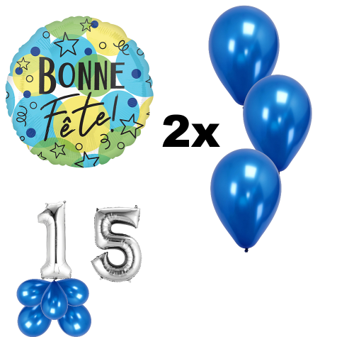 Bonne Fête Balloon Pack - Pick your Colors, Age & Birthday Centrepiece (Age 10 to 99)