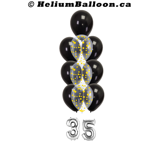 Make Your 10 Balloon Bouquet - CONFETTIS WITH SMALL NUMBERS - (Choose your Colors & Numbers)