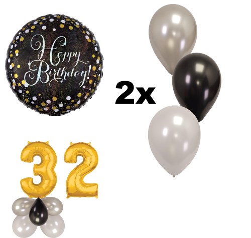 Happy Birthday Balloon Pack - Pick your Colors, Age & Birthday Centrepiece (Age 10 to 99)