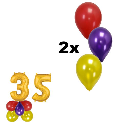 Pack de Ballons de Fête d'anniversaire personnalisés - Rond - Choisissez vos couleurs, votre âge, chiffre et votre texte