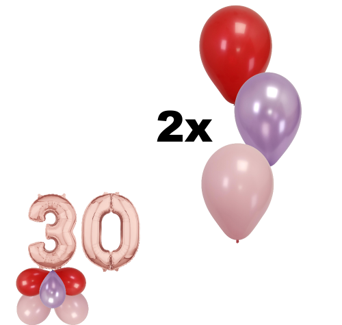 Pack de Ballons de Fête d'anniversaire personnalisés - Coeur - Choisissez vos couleurs, votre âge, chiffre et votre texte