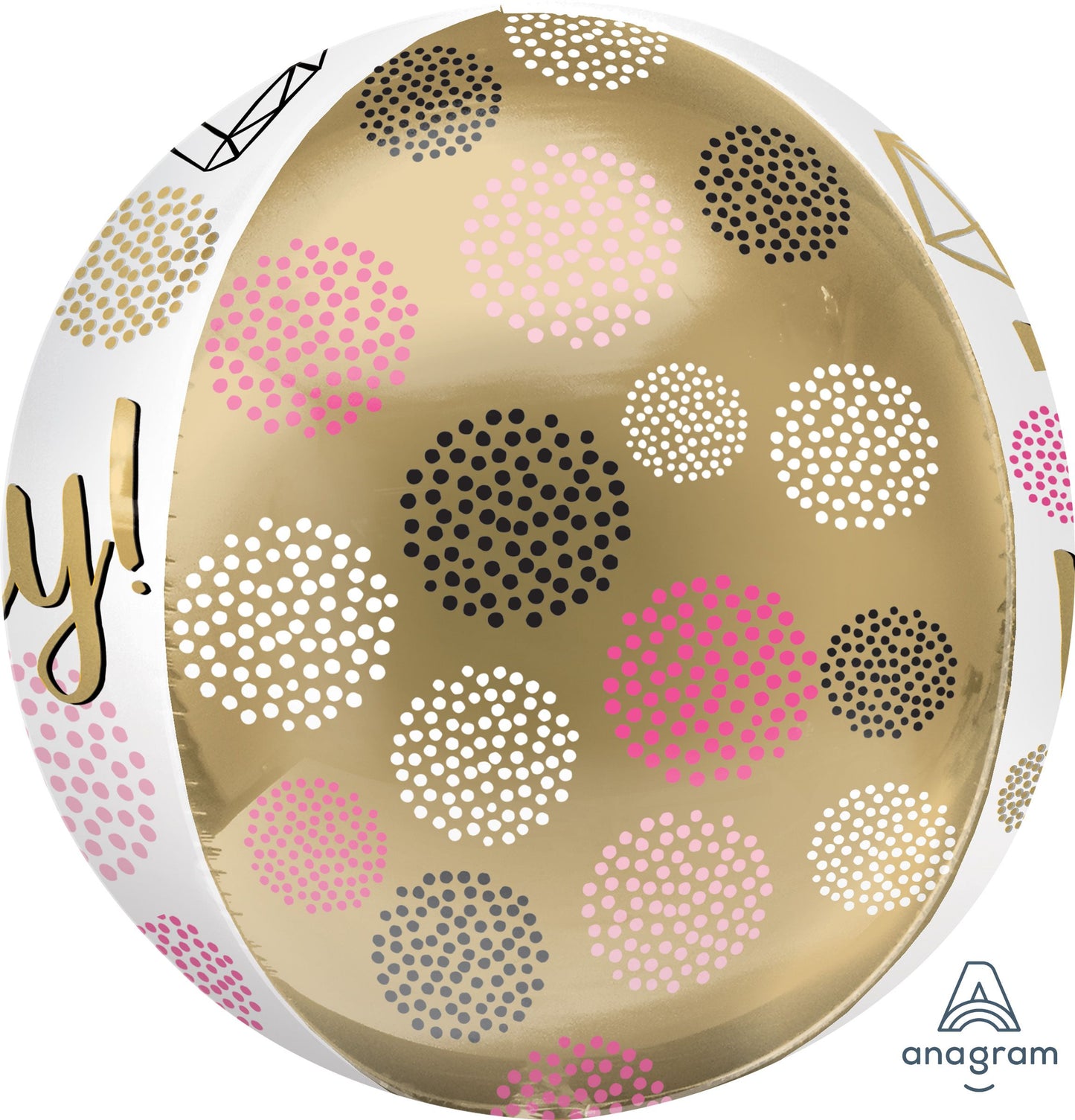 Happy Birthday - Pink & Gold - Orbz Balloon 16"