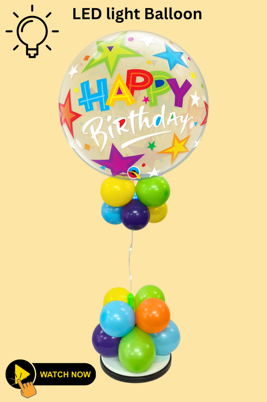LED Light Birthday Balloon - Bubble Birthday Brilliant Stars