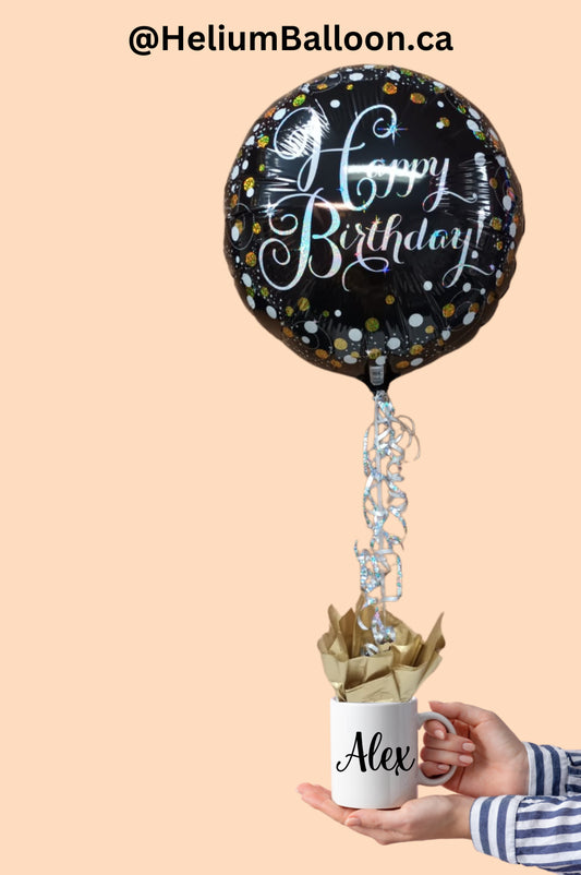 Add Your Name - Happy Birthday Gift Mug - Black & Gold