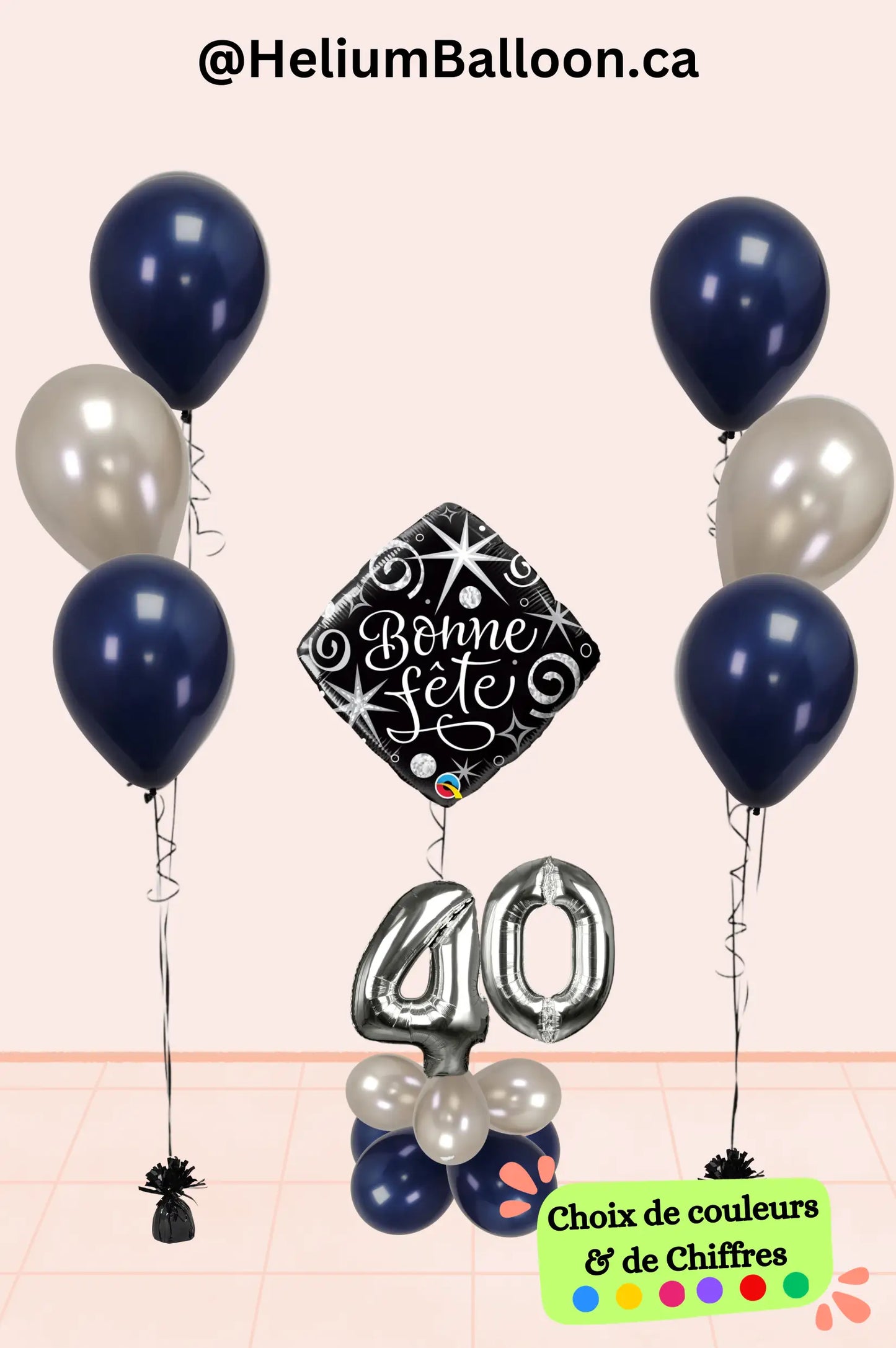 Pack de Ballons Bonne fête d'anniversaire personnalisé - Choisissez vos couleurs, votre âge, chiffre