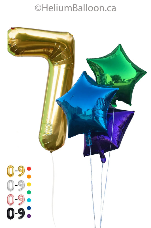 DUO-bouquet-Gold-Number-balloon-with-Stars-chiffre-helium-et-ballon-etoiles-montreal