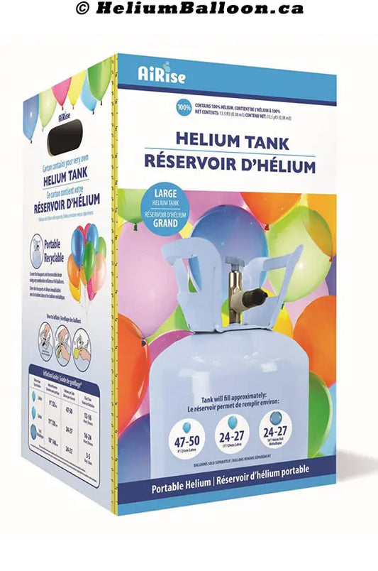 Buy Disposal Helium Tank to inflate 50 Balloons 9 inches or 25 Balloons 11 inches ( Balloons and Ribbons are NOT INCLUDED)