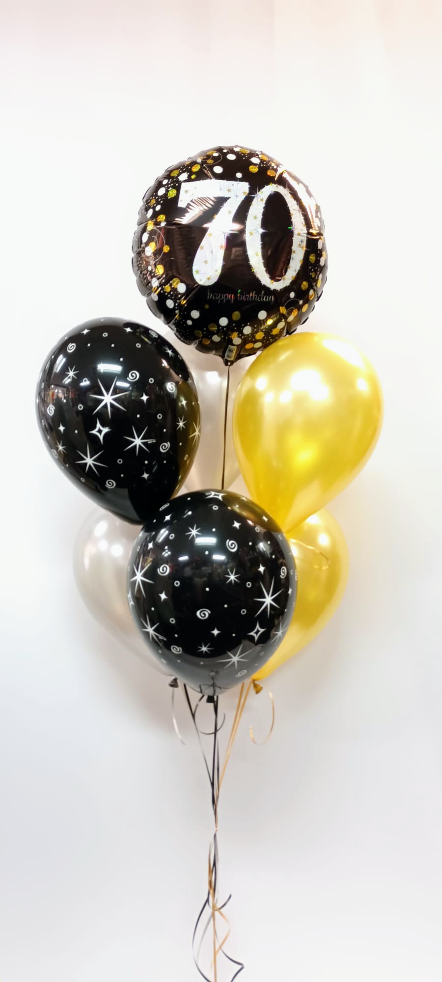 Super Bouquet Happy Birthday Age 30/40/50/60/65/70/80th Black & Silver