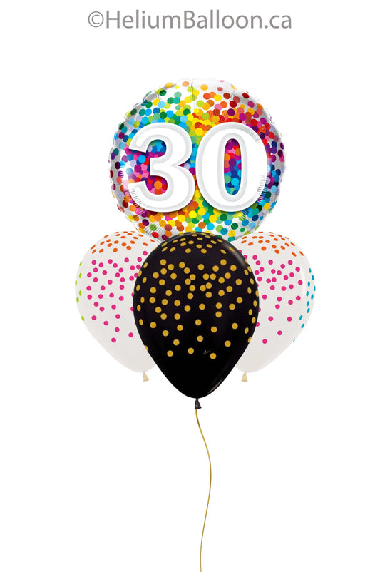 Multicolor-Balloon-Bouquet-With-Age30-Bouquet-de-Ballons-multicouleur-avec-Age20-Age30-Age40-Age50-Age60-Age70-Age80-Age90-Age100-Birthday-Multicolor Balloon-Montreal