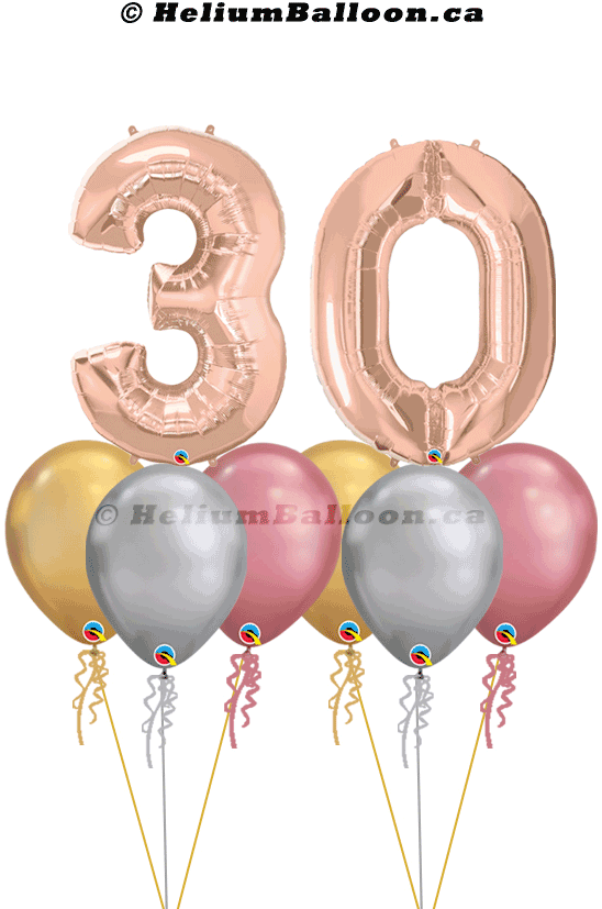 Make your Own Bouquet Rose Gold Number 25 inches with 6 Balloons or 12 Balloons (Age 10 to 99)