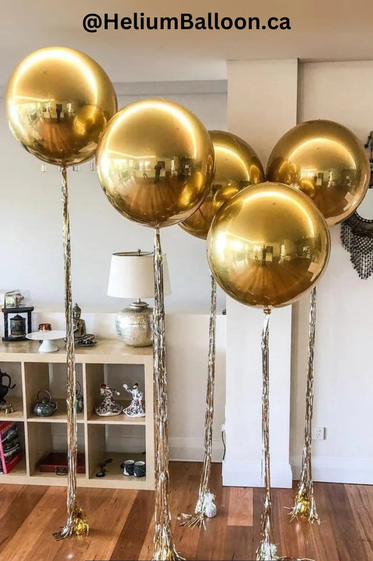 Shiny-Gold-Round-Foil-Balloon - Centrepiece-Table-Decor