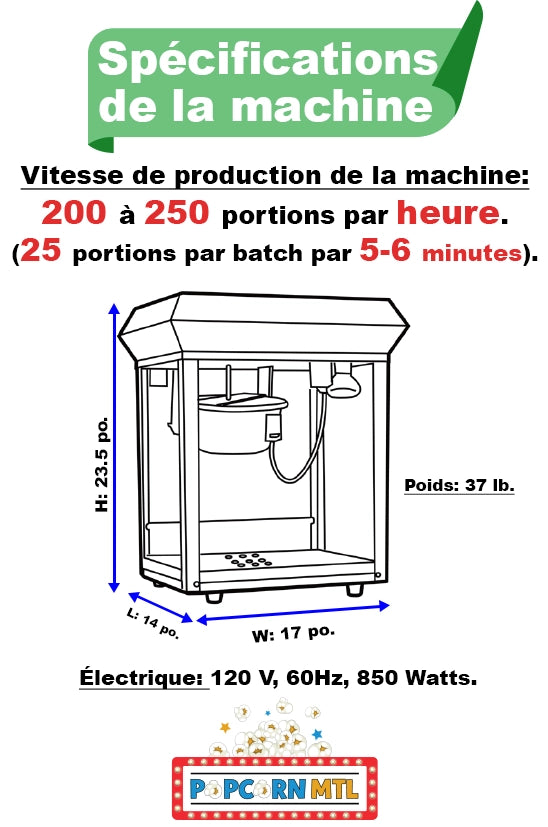 Popcorn Machine Rental - Top Only - Black or Red Color