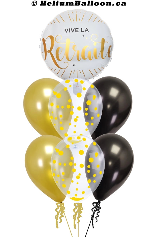 Super Bouquet Vive la Retraite - White, Black, Gold & Confetti