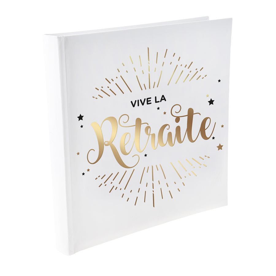 Livre d'or - Vive La retraite - Doré métallisé et blanc 24 x 24 cm