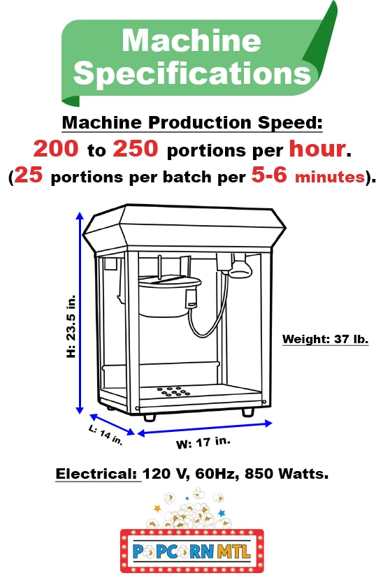 Popcorn Machine Rental - Top Only - Black or Red Color