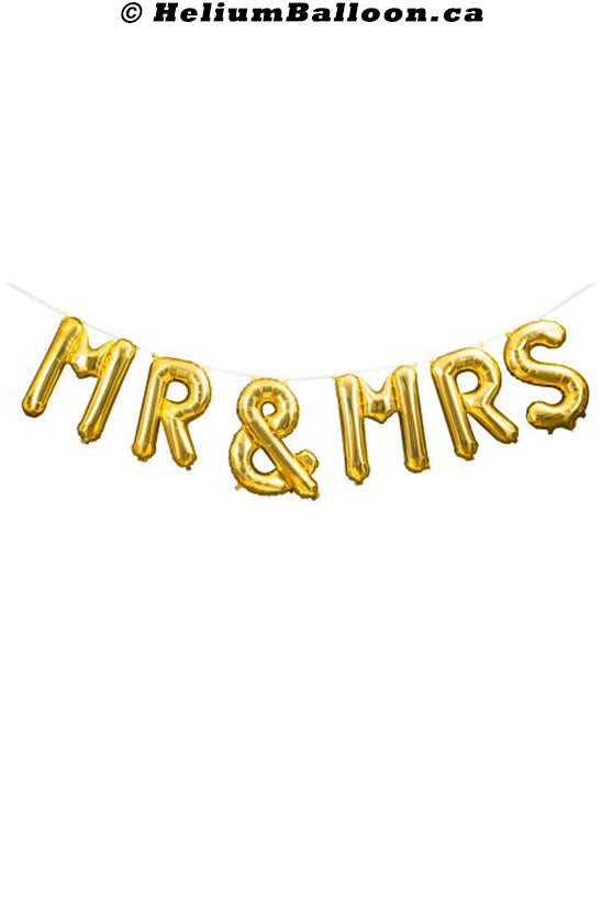 MR & MRS Script - Or / Argent - Rempli d'air uniquement