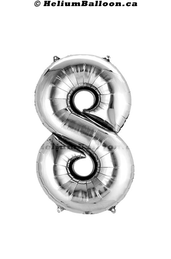 Silver Number Balloon 34" ( Age 0 to 9 )
