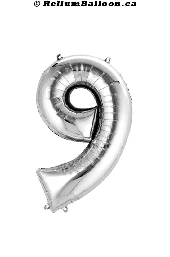 Silver Number Balloon 34" ( Age 0 to 9 )