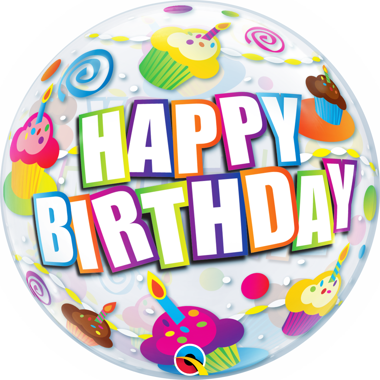 Bubble Happy Birthday Colorful Cupcakes 22 inches
