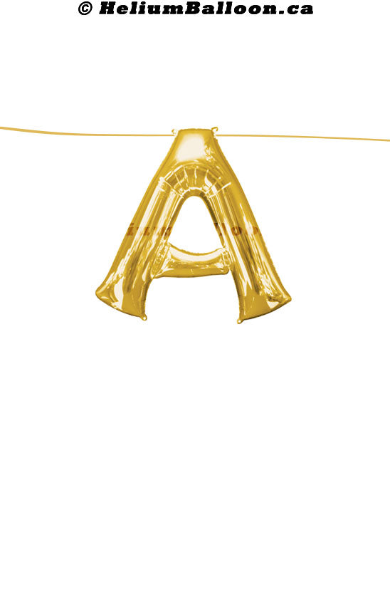 Make Your Own Balloon Banner / Name / Phrase/Age... - Gold Letters 16" - Air Filled Only