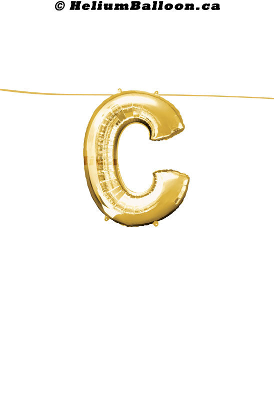 Make Your Own Balloon Banner / Name / Phrase/Age... - Gold Letters 16" - Air Filled Only