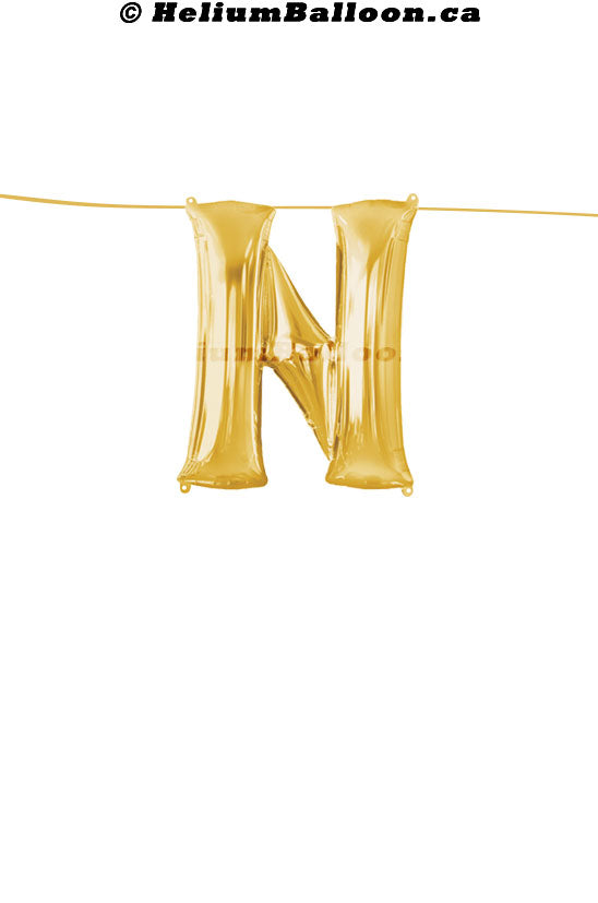 Make Your Own Balloon Banner / Name / Phrase/Age... - Gold Letters 16" - Air Filled Only