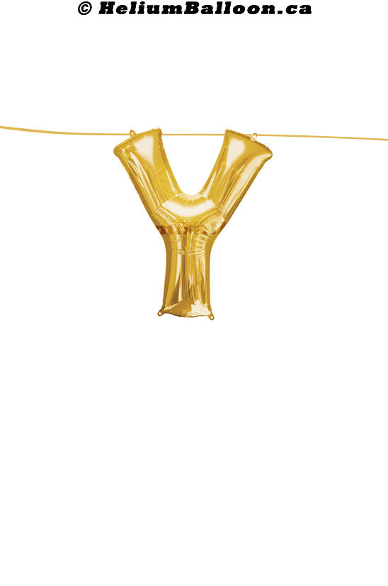 Make Your Own Balloon Banner / Name / Phrase/Age... - Gold Letters 16" - Air Filled Only