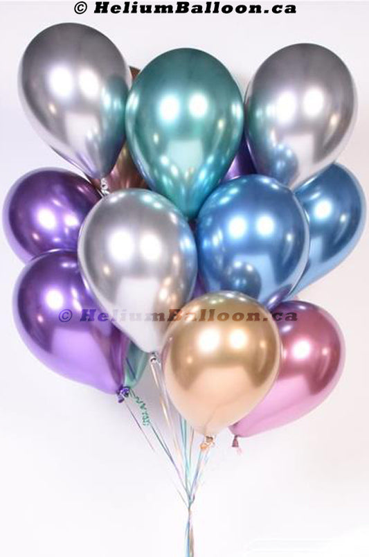 Bouquet 10 Balloons Latex 12'' Chrome