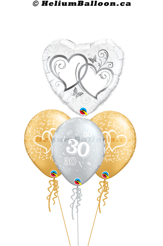 Bouquet Wedding  25th Anniversary Silver Hearts 25