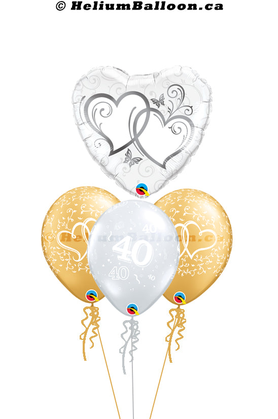 Bouquet Wedding  25th Anniversary Silver Hearts 25