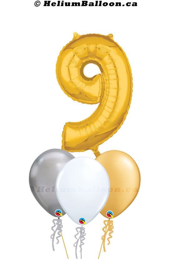 Bouquet Chiffre Or 34 pouces (0 à 9 ans)