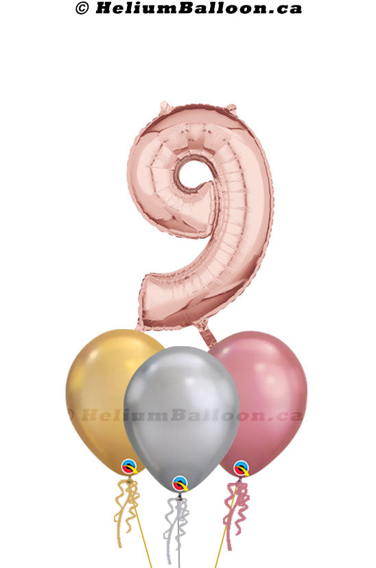 Bouquet Chiffre Or Rose 25" ( 0 à 9 ans )