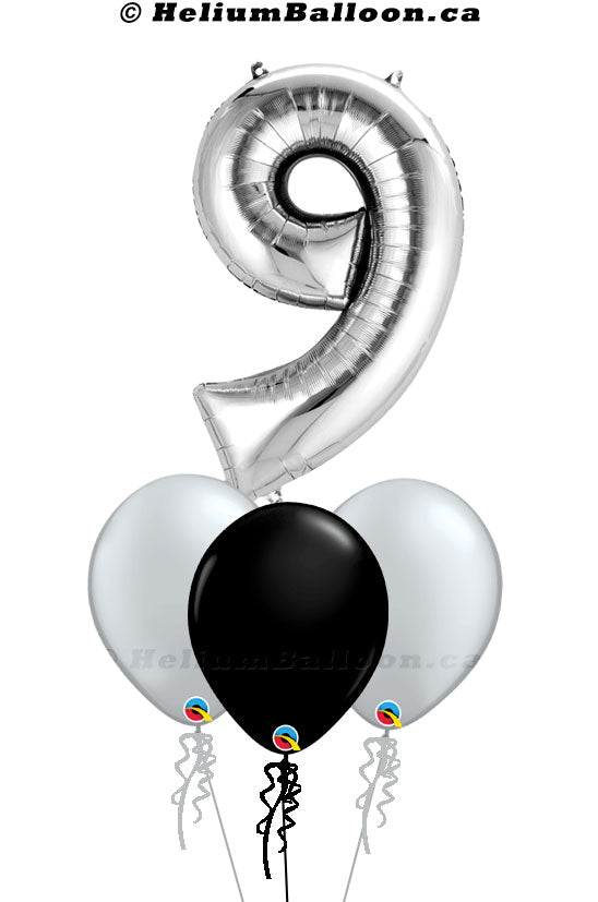 Bouquet Argent Chiffre 34" ( 0 à 9 ans )