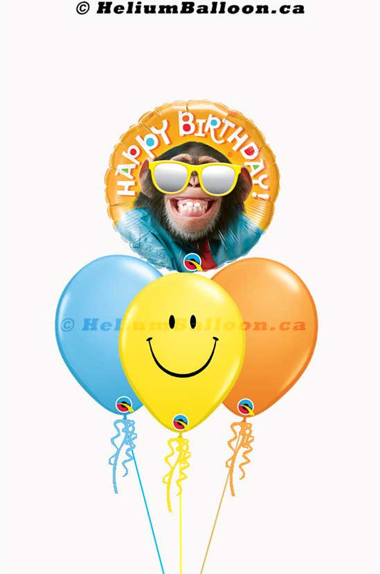 Funny Monkey Smiling Happy Birthday Balloon Bouquet _ Balloon montteal delivery