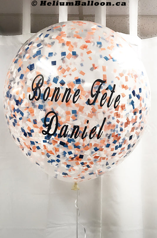 Personalized Clear Balloon With Confettis 24 inches