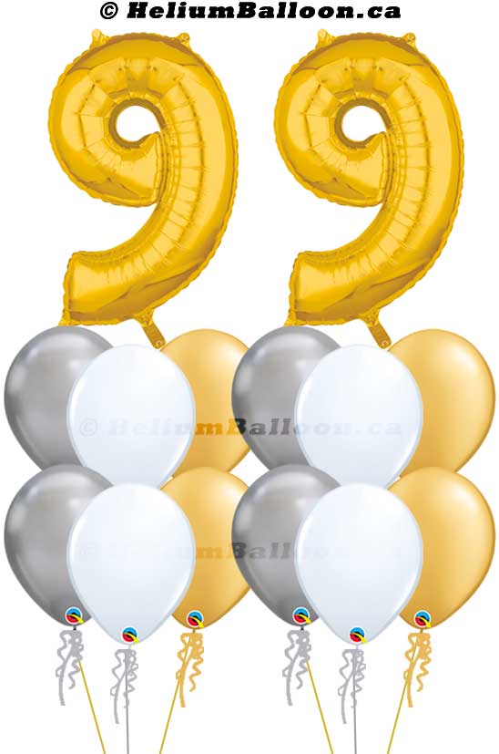 Super Bouquet Chiffre Or 34 pouces ( 10 à 99 ans )