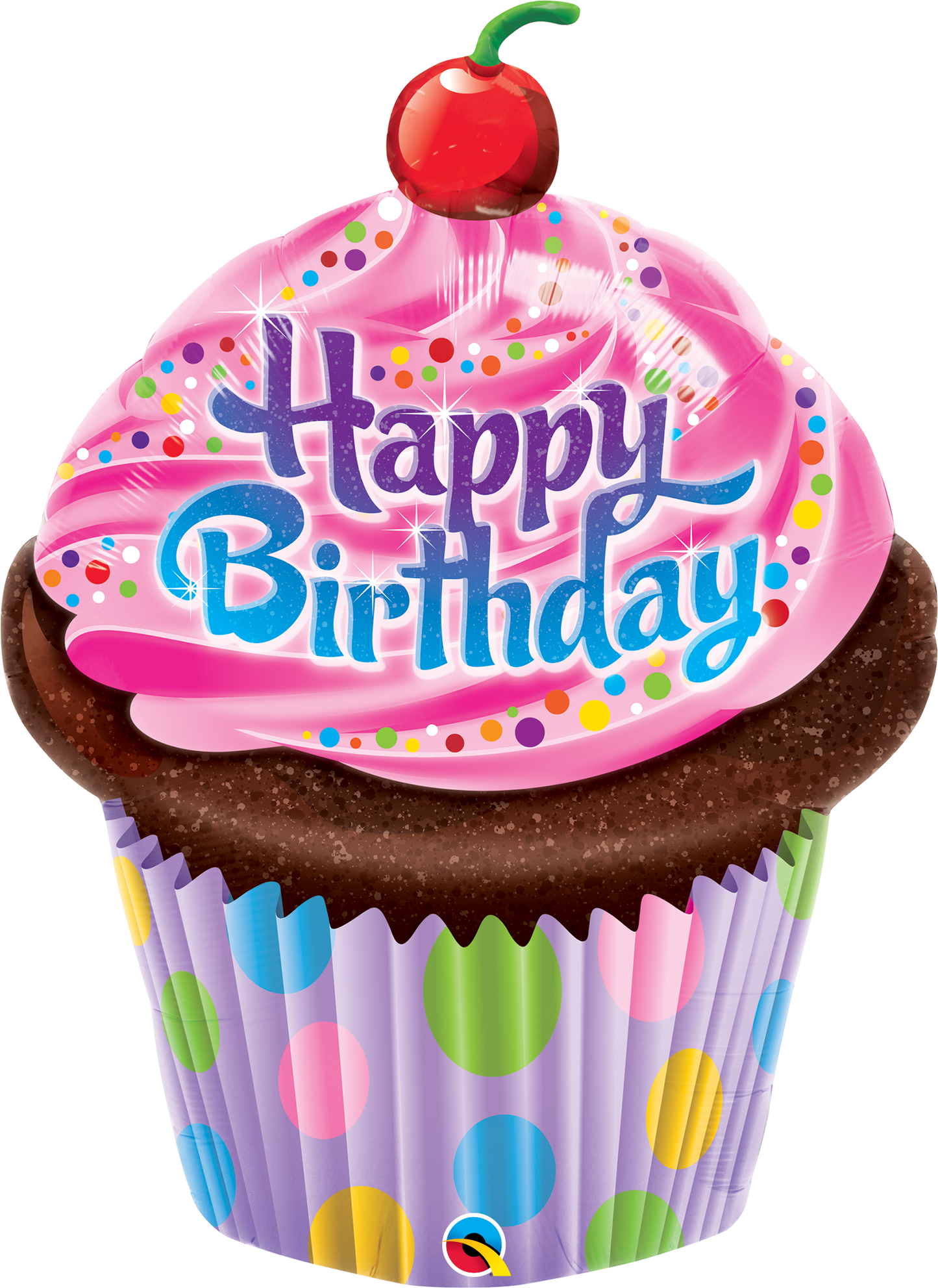 -Happy birthday muffin pink marble helium balloon bouquets Delivery Montreal By HeliumBalloon.ca