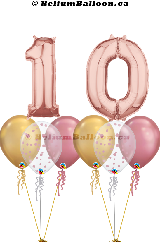 Bouquet Rose Gold Number 25" with Confetti ( Age 10 to 99 )