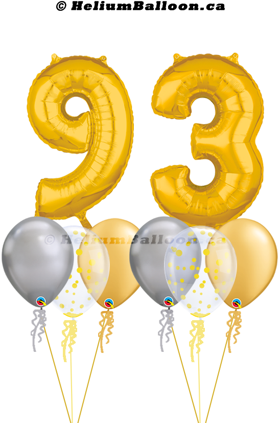 Bouquet Chiffre Or 34" avec Confettis ( 10 à 99 ans )